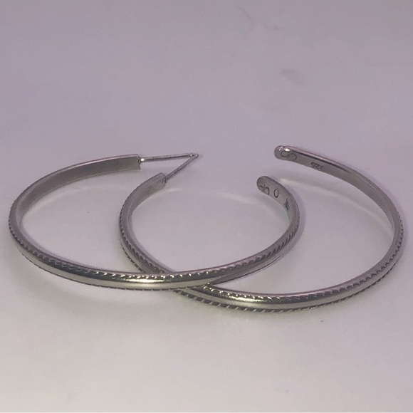 VTG Large Sterling Silver Hoop Earrings 2” - Picture 3 of 7